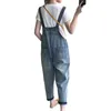Women's Jeans Pants Casual Trousers Women Pockets Denim Loose Jumpsuits Summer Overalls Linen Suspender Overall Dungarees Ninth