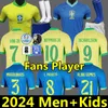 2024 Brasilien Brasils fotbollströjor Neymar Endrick Casemiro Vini Jr Brasil Richarlison Paqueta Bruno Raphinha T. Silva 24 25 Football Shirt Kids Kit Fans Player