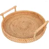 Dinnerware Sets Rattan Round Tray Basket Bathroom Decorate Serving With Handles Trays For Coffee Table Wicker