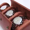 Watch Boxes Storage Case/3 Slots PU Leather Organizer Box For Travel/Business/Trip