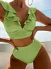 Kvinnors badkläder Bikini Push Up Swimsuit Women 2024 Tvådel Ruffled Bikinis Set Female Bath Suits Summer Beach Wear Brasilian Biquini