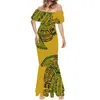 Casual Dresses Women Long Dress Elegant Bodycon Polynesian Tribal Clothing Custom Hawaian Tropical Flower Print Cocktails Off Axel