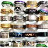 Anillos de banda Bk Lotes 30 unids Tamaño grande 19 20 21 22 2M Mens Acero inoxidable Top Mix Moda Venta al por mayor Joyería Drop Entrega R Dhgarden Dhxrh