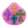 Moldes de cozimento gótico para cruz jesus silicone fondant molde bolo decoração chocolate m gota