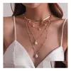 Pendentif Colliers Bohème MTI Couche Imitation Perle Gland Collier Collier Collier Déclaration Pour Femmes Bijoux Drop Livraison Pendentifs Dhqor