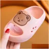 Pantoufles Summer Cartoon Bear Enfants Pantoufles Garçons Filles Semelle épaisse Chaussures de plage antidérapantes Soft Eva Comfort Flops Salle de bain intérieure Drop Deliv Otjfs