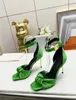 Dress Shoes Sexy High Quality Genuine Leather Heel Slippers Silk Bow Tie Vamp 9.5cm Women Sandal Ladies Pumps Ankle Strap