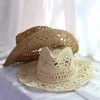 Stroh Western Cowboy Hut handgemachte Strand Filz Sonnenhüte Party Cap für Mann Frau Curling Krempe Sonnenschutz Unisex Hüte 240311