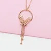 Anhänger Romantische Elegante 585 Lila Gold Exquisite Glänzende Schmetterling Quaste Halskette Mode Vergoldet 14K Rose Schmuck Für Frauen