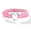 Love Heart Choker Halsband Wings Collar Choker Halsband Vampyr Black Pu Leather Armband för kvinnliga smycken