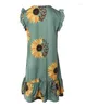 Casual Dresses 2024 Summer Fashion Women's Sleeveless V-Neck Sunflower Fjäril