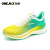 Slippers Onemix 2023 Marathon Men Running Shoes Green Breathable Mesh Carbon Fibre Plate Women Sneakers Lace Up Mesh Athletic Sport Shoes