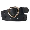 Belts Durable Women Belt Heart-shaped Buckle With Hollow Design Adjustable Faux Leather Waistband For Fashion Stylish