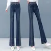 Kadınlar Kot Mavi Flared Pantolon, Rhinestones ile Flare için Flare Bell Bottom Pantolonlar Yüksek Bel S Japon Y2K Canlı Pantolon