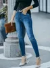 Women Stretchy Skinny Jeans Lady High Waist Vintage Pencil Long Pants Girls Leggings Straight Leg Fashion Casual Daily Trousers 240307