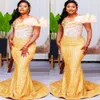 Arabisch Aso Gold Ebi Mermaid Prom Dresses kristallen sexy avond formeel feest tweede receptie verjaardag engagement jurken jurk zj