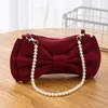 Shoulder Bags Women's Pearl Hand Bag Canvas Niche 2024 Korean Version Of The Big Bow Underarm Gifts