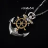 Chains Creative Design 925 Silver Anchor Necklace Hip Hop Style Men's Compass Rudder Rotatable Pendant Fine Simple Jewelry Accessories