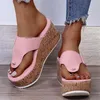 Sandaler Summer Women's Casual Thick Soled Solid Large HerringBone Slippers Pinch Toe Wedges Sandal 2024