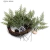 Faux Floral Greenery 5Pcs Green Leaves Fake Wedding Scrapbooking Christmas Decorative Flowers Wreaths Vases for Home Decor Artificial Plants Y240322