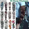 YURAN 50 Pieces Wholesale Long 48x17CM Tattoo Temporary Full Machine Arm Leg Tatoo Men Women Body Art Flower Stickers 240311