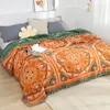 Blankets Cotton Gauze Towel Muslin Blanket Soft Throw Plaid For Adults On The Bed Sofa Plane Travel Bedspread Tapestry