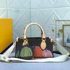 Flor velha abóbora sacola saco de ombro único designer saco impresso onhego bolsas bolsa de couro clássico bordado crossbody saco redondo