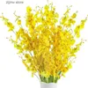 Faux blommor grönare gul dans orkidé konstgjorda blommor bröllop hem blomma arrangemang hantverk vaser dekoration phalaenopsis diy krukväxter y240322