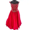 Girls Pageant Dresses Red Chiffon Girl Dress 2023 A-Line Strapless Beaded Crystals Bodice Little Kid Birthday Formal Party Gown Todd Dho4D