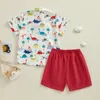 Ensembles de vêtements Co MMehjri Enfant en bas âge bébé garçon robe d'été chemise dinosaure imprimé manches courtes boutonné shorts ensemble tenues