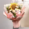 Creative Woolen Handwoven Flower Bouquet Sunflower Birthday Valentines Day Gift Romantic Wedding Simulation Sticked 240308