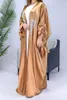 Etniska kläder Ramadan Open Abaya Women Muslim Satin Maxi Dress Modest Kimono Cardigan Dubai Turkiet Kaftan Eid Islamic Jalabiya Robe Party