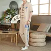 Men's Tracksuits Cotton And Linen Sportswear (Shirt Trousers ) Suit Pants Fashionable Chinese Style Summer