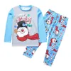 Natal pai mãe filha filho pijamas tops calças boneco de neve pijamas conjuntos família combinando pijamas roupas 240322