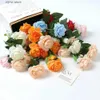 Faux Floral Greenery 1/3/5bundle Peony Artificial Flowers Bouquet Fake Flowers for Home Room Decor Garden Wedding Decoration Outdoor Vase Accessories Y240322