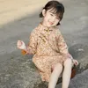 Girl Dresses Retro Hanfu Girls Long Sleeve Lace Dress Autumn Children Qipao
