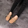 Casual Shoes Women Student Genuine Leather Black Flats Lace Up Soft Loafers Pregnant Ladies Sneakers