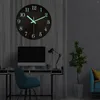 Wanduhren Holzuhr Retro Silent Quartz 3D leuchtend für Schlafzimmer Büro Dekor