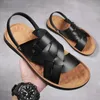 Sandals Summer Men Shoes Leather Slipper 2024 Fashion Sports Sneaker Korea Style