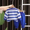 Clothing Sets Baby Cute Outfit For Kids Boys 1 To 5 Years Casual Striped Turn-down Collar Long Sleeve T-shirts Pants Childrens