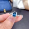 Anelli a grappolo 5mm 7mm Anello con topazio blu naturale di grado VVS da 0,6 ct per uso quotidiano Gioielli in argento sterling 925