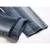 Herbst und Winter neue Vintage-Patchwork-Jeans, trendige Herren-Jeans mit schmaler Passform und kleiner Fuß-Motorradhose