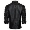 Mentes à manches longues Black Paisley Silk Robe Shirts Casual Tuxedo Social Shirt Designer Men de luxe Vêtements 240320