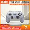 Controladores de jogo Joysticks 8BitDo Pro 2 Wired Gamepad para Nintendo Switch PC RetroPie Raspberry Pi Ultimate Software Gatilhos de cabelo ajustáveis Y240317