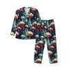 メンズスリープウェアパジャマの男性マッシュルーム睡眠マッシュルームプリント2ピースカジュアルパジャマセット長袖特大のホームスーツ
