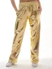 Pantalon Femme Femmes Métallique Brillant Jogger Casual Taille Haute Solide Palazzo Lâche Hip Hop Pantalon Streetwear