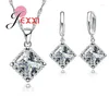 Necklace Earrings Set Price Fashion 925 Sterling Silver Big Rectangle Cubic Zirconia Pendants For Women