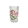 ワイングラス日本の氷河ガラスカップ手描きの花の創意工夫ホームクリエイティブチェリーブロッサムパターン
