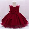 Sukienki dla dziewczynek Style na wiosenne i letni łuk bez rękawów Tutu Dress Dress Party Birthday Party Princess Mesh Puszysty ubrania 1-6y