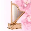 Decorative Figurines Handwork Music Box Harp Shape Wooden Assembled For Kids